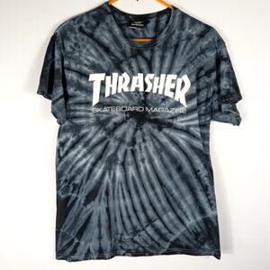 Thrasher Skateboard Magazine Tie Dye T Shirt Medium Blue Gray Graphic Streetwear